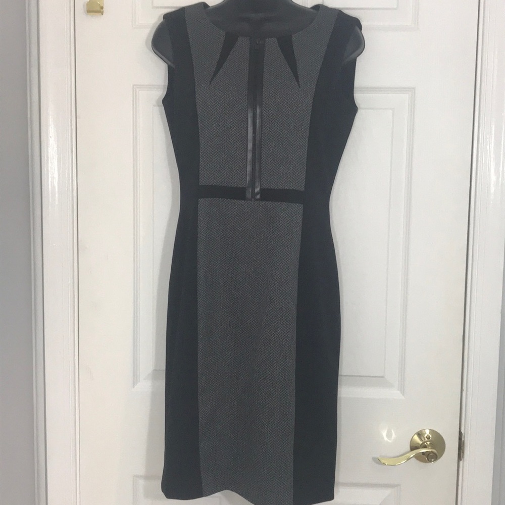 Tahari Charcoal Grey/Black Mid-length Dress